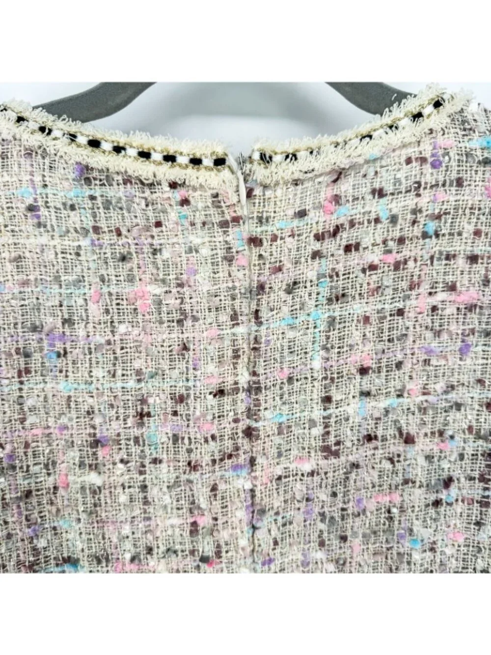 CBR Chic Boutique Tweed Dress Women’s XL Long Sleeve Textured Cream Multi Pocket